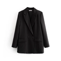 Zwarte double-breasted blazer voor dames met klassieke revers en klepzakken detail - S / Klassiek Zwart