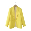 Women's bright yellow shawl collar blazer with long sleeves in a stylish open front design - S / Yellow