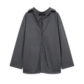 Dunkelgraue Oversize-Langarmbluse mit Rückenfalte und klassischem Revers für Damen - XS / Grau