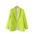 Women's minimalist long sleeve shawl collar blazer in vibrant neon yellow lime green - Fruit Green