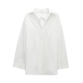 Women's minimalist white long sleeve shirt with pleated back in a relaxed fit - White