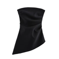 Top a fascia nero da donna con vita arricciata e orlo asimmetrico per stile moderno - S / Nero