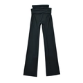 Zwarte yoga broek voor dames met hoge taille en uitlopende pijpen van stretch stof - S / Zwart