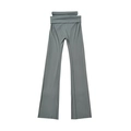 Saliegroene flare broek met hoge taille en uitsnijding in de taille, elastische pasvorm - S / Grijs