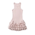 Vestido rosa sin mangas con volantes escalonados y lazo para niña primavera 2025 - S / Rosa