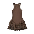 Vestido café sin mangas con detalle de lazo y falda de volantes a capas - S / Marrón Oscuro