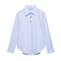 Light blue striped long sleeve shirt with unique button details on a flat lay view - XS / Sky Blue