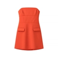 Mini abito a fascia rosso arancio con eleganti tasche a patta e silhouette a trapezio - XS / Rosso Arancio