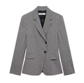 Damen Blazer im britischen Stil in Grau mit Fischgrätenmuster und Doppelknöpfen - XS / Graue Blazer Jacke