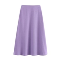 Falda midi acampanada de punto morada con cintura alta y tejido de textura suave - S / Bottoms / Violeta Claro