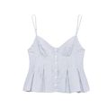 Detail of blue striped camisole showing adjustable straps and button front bodice - XS / Black & White Stripes