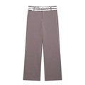 Detailansicht der grauen Nadelstreifenhose mit eleganten doppelten weißen Gürteln - XS / Pants
