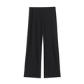 Detail of black pleated wide-leg trousers featuring elastic high waist and vertical texture - XS / Black Pants