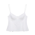 Detailed view of white poplin corset top with thin straps and decorative buttons - XS / White