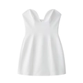 Elegant pure white V-neck strapless mini dress with fitted waist and balloon silhouette - XS / White