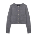 Dark grey knitted cardigan with gold buttons and square pockets in a soft ribbed finish - S / Gray Blazer