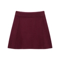 Burgundy knitted mini skirt with ribbed elastic waistband in a subtle A-line silhouette - S / Wine Red Skirt