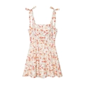 Abito estivo a fiori da donna 2025 con spalline regolabili a fiocco e scollo quadrato elegante - XS / Rosa