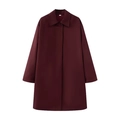 Women's long-sleeve loose burgundy trench coat with a classic lapel and flat-lay design - XS / Burgundy