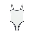 Witte bodysuit met zwarte contrasterende randen en dunne bandjes met hoge beenuitsnede - XS / Wit