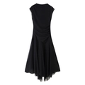 Vestido negro sin mangas de malla con pliegues en la cintura y falda de línea evasé - S / Negro