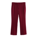 Elegante burgunderrote Damen-Stoffhose mit hohem Bund, Taschen und geradem Beinschnitt - XS / Hose (XX11266)