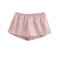 Pantaloncini estivi da donna a quadretti rosa e bianchi con vita elastica - S / Rosa