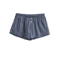 Pantaloncini boxer da uomo a scacchi blu e bianchi con elastico in vita e bottoni - S / Blu