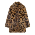 Damen Kunstpelzmantel mit Leopardenmuster, großem Revers und weicher Plüschoptik - XS / Leopardenmuster (Bildfarbe)