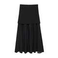 Gonna in maglia nera a vita alta da donna con elegante design patchwork a pieghe - S / Nero