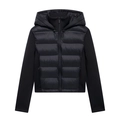 Veste à capuche matelassée noire pour femme avec manches softshell pour la mode urbaine - XS / Noir