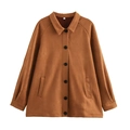 Damen Herbstjacke in Caramel-Braun aus Wildleder-Imitat mit lockerer Passform - S / Orange