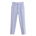 Pantalon tailleur femme lavande à taille haute et coupe droite pour le bureau - XS / Bleu clair