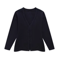 Damen Strickjacke in Marineblau mit V-Ausschnitt und Langarm für Herbst und Winter - S / Cardigans / Schwarzes Oberteil