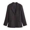 Klassieke zwarte damesblazer met tweeknoopssluiting en elegante klepzakken voor een slim fit - S / Zwart