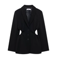 Chaqueta blazer negra entallada para mujer con aberturas laterales y cierre de botones - XS / Negro