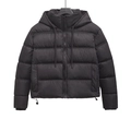 Chaqueta acolchada negra para mujer con capucha, diseño de moda urbana y cordón ajustable - XS / Negro