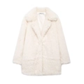 Elegante cappotto da donna in pelliccia sintetica bianca con ampio collo a revers - XS / Bianco Sporco