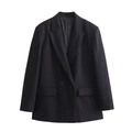 Dames blazer in zwart met losse pasvorm, reverskraag en stijlvolle klepzakken detail - XS / Zwart