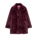 Cappotto da donna in pelliccia sintetica bordeaux con grandi revers e texture lucida - XS / Borgogna