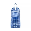 Abito aderente con scollo all'americana a onde blu e dettaglio incrociato - Taglia unica / Jacquard