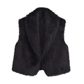Close-up of women's black faux fur waistcoat featuring a plush collar and soft texture - S / Black