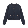 Klassische dunkelblaue Strickjacke mit goldenen Knöpfen und Retro-Stil für Damen - S / Marineblau