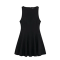 Sleeveless black short dress with A-line silhouette and princess seams for women - XS / Black