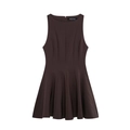 Elegant sleeveless short dress in dark brown with a slim fit waist and flared hem style - XS / Brown
