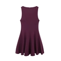 Deep purple sleeveless A-line dress with crew neck and stylish pleated flared skirt - XS / Fuschia