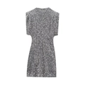 Elegantes silbernes Pailletten-Minikleid mit Schulterpolstern für Cocktailpartys - Grau