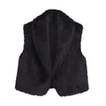 Gilet de luxe en fausse fourrure noire pour femme avec large col mode urbaine chic 2024 - S / Noir