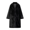 Damen Oversize Kunstpelzmantel in Schwarz mit Reverskragen und weicher Textur - XS / Schwarz