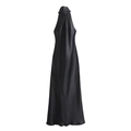 Robe longue noire chic à col licou en satin soyeux pour les soirées formelles - Noir